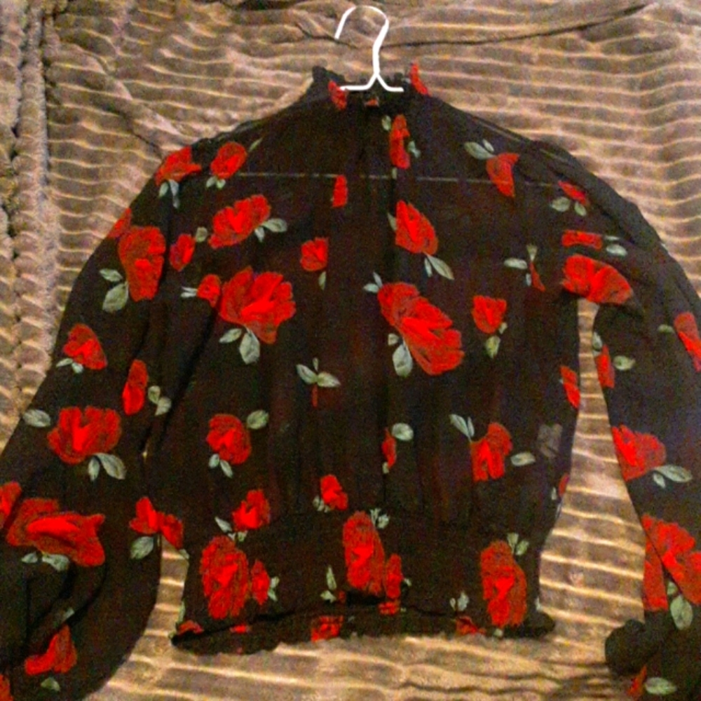 Black with rose see through top